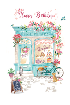 Simple Pleasures Shop Front Birthday Card