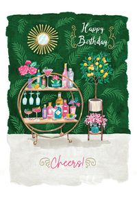 Cocktail Trolley Birthday Card