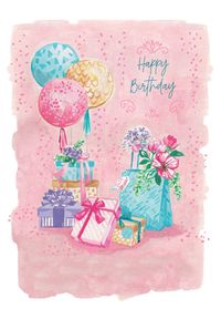 Balloons and Gifts Birthday Card