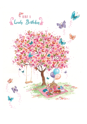 Picnic under Tree Birthday Card