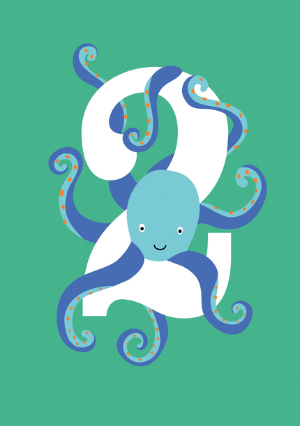 Age 2 Octopus Children's Birthday Card
