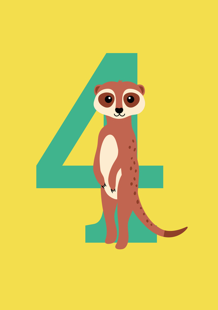 Age 4 Meerkat Children's Birthday Card