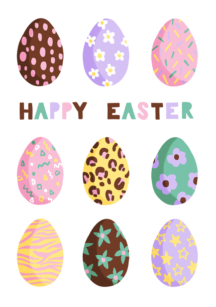 Patterned Eggs Easter Cards