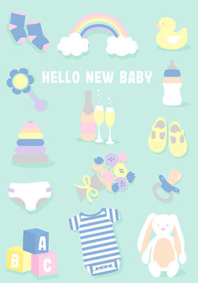 Hello New Baby Pastels Card
