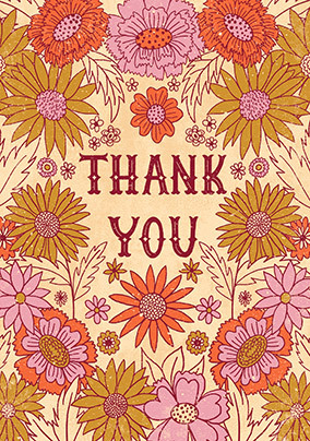 Thank You Retro Floral Card