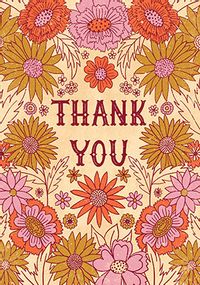 Tap to view Thank You Retro Floral Card