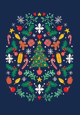 Festive Tree Pattern Christmas Card
