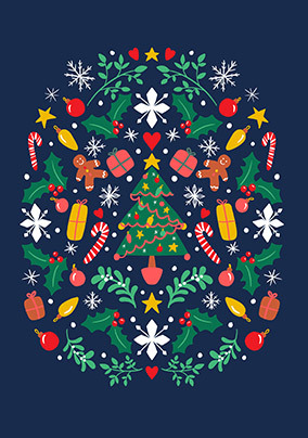 Festive Tree Pattern Christmas Card