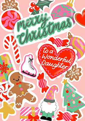 Wonderful Daughter Christmas Icons Card