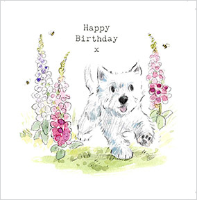 White Dog Birthday Card