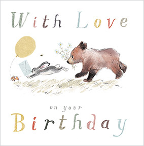 With Love on Your Birthday Cute Bear Card