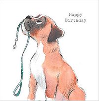 Dog with Lead Birthday Card
