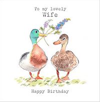Lovely Wife Duck Birthday Card