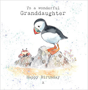 Granddaughter Puffin Birthday Card