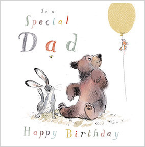 Special Dad Bear and Bunny Birthday Card