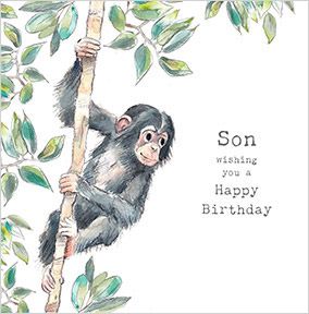 Son Cute Chimp Birthday Card