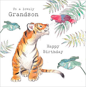 Grandson Tiger Birthday Card