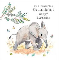 Tap to view Elephant Grandson Birthday Card