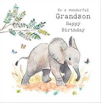 Elephant Grandson Birthday Card