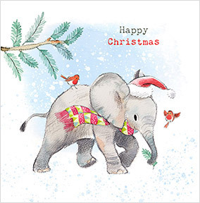Elephant Happy Christmas Card