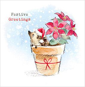 Hedgehog Festive Greetings Christmas Card