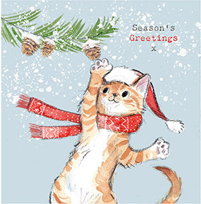 Cat Season's Greetings Christmas Card