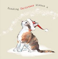 Cat Sending Christmas Wishes Card