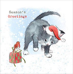 Cat Season's Greetings Cute Christmas Card