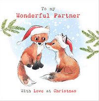 Wonderful Partner Foxes Christmas Card