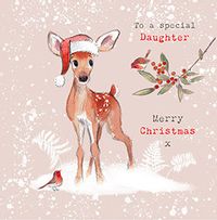 Special Daughter Deer Christmas Card