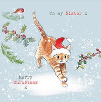 Sister Cat Cute Christmas Card