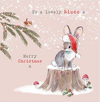 Niece Bunny Christmas Card