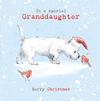 Granddaughter Cute Dog Christmas Card