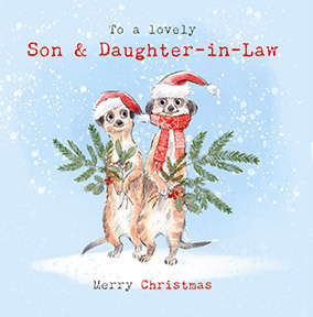 Son and Daughter-in-Law Meerkats Christmas Card