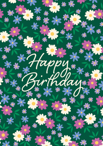 Happy Birthday Open Floral Card