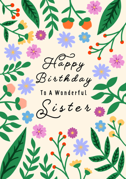 Happy Birthday Sister Floral Card | Funky Pigeon