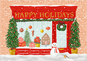 Happy Holidays Shop Front Christmas Card