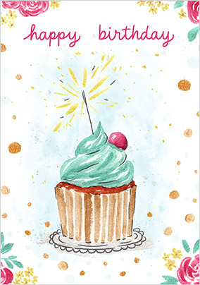 Cupcake Sparkler Birthday Card
