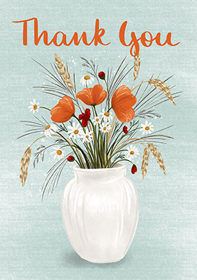 Orange Flowers Thank You Card