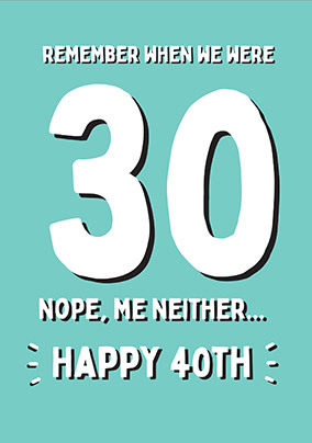 Remember When... 40th Birthday Card