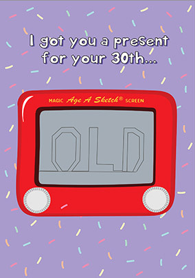 30th Sketch Present Birthday Card