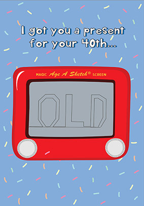 40th Sketch Present Birthday Card