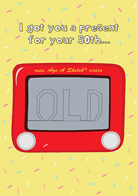 50th Sketch Present Birthday Card