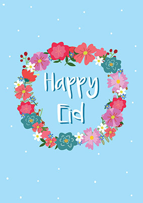 Happy Eid Floral Wreath Card