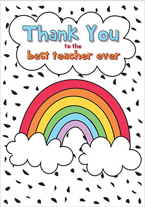 Best Teacher Rainbow Thank You Card