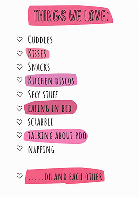 Things We Love Valentine Card