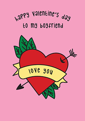 Love You Boyfriend Heart Valentine Card
