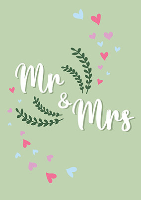 Green Mr & Mrs Wedding Card