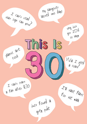 This Is 30 Pink Birthday Card