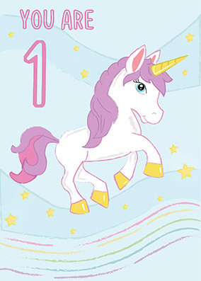 Unicorn 1st Birthday Card